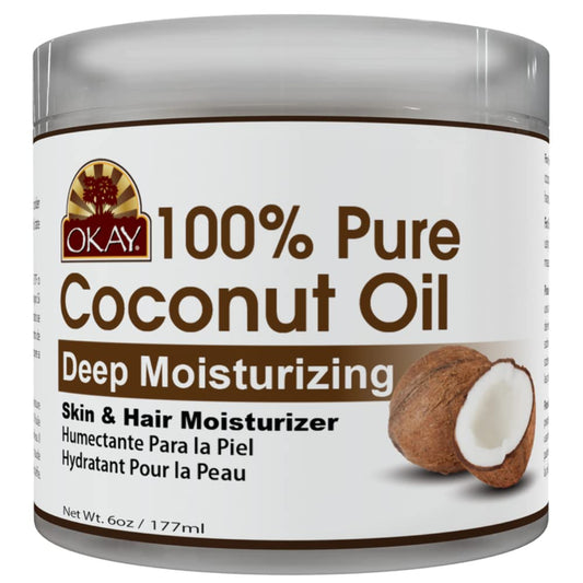 OKAY 100% Coconut Oil for Hair and Skin in Jar 6oz / 177ml: Natural Care for Shine and Hydration