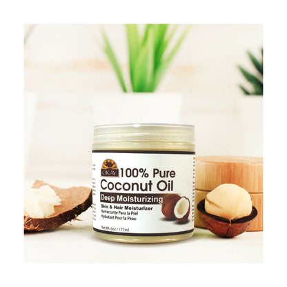 OKAY 100% Coconut Oil for Hair and Skin in Jar 6oz / 177ml: Natural Care for Shine and Hydration